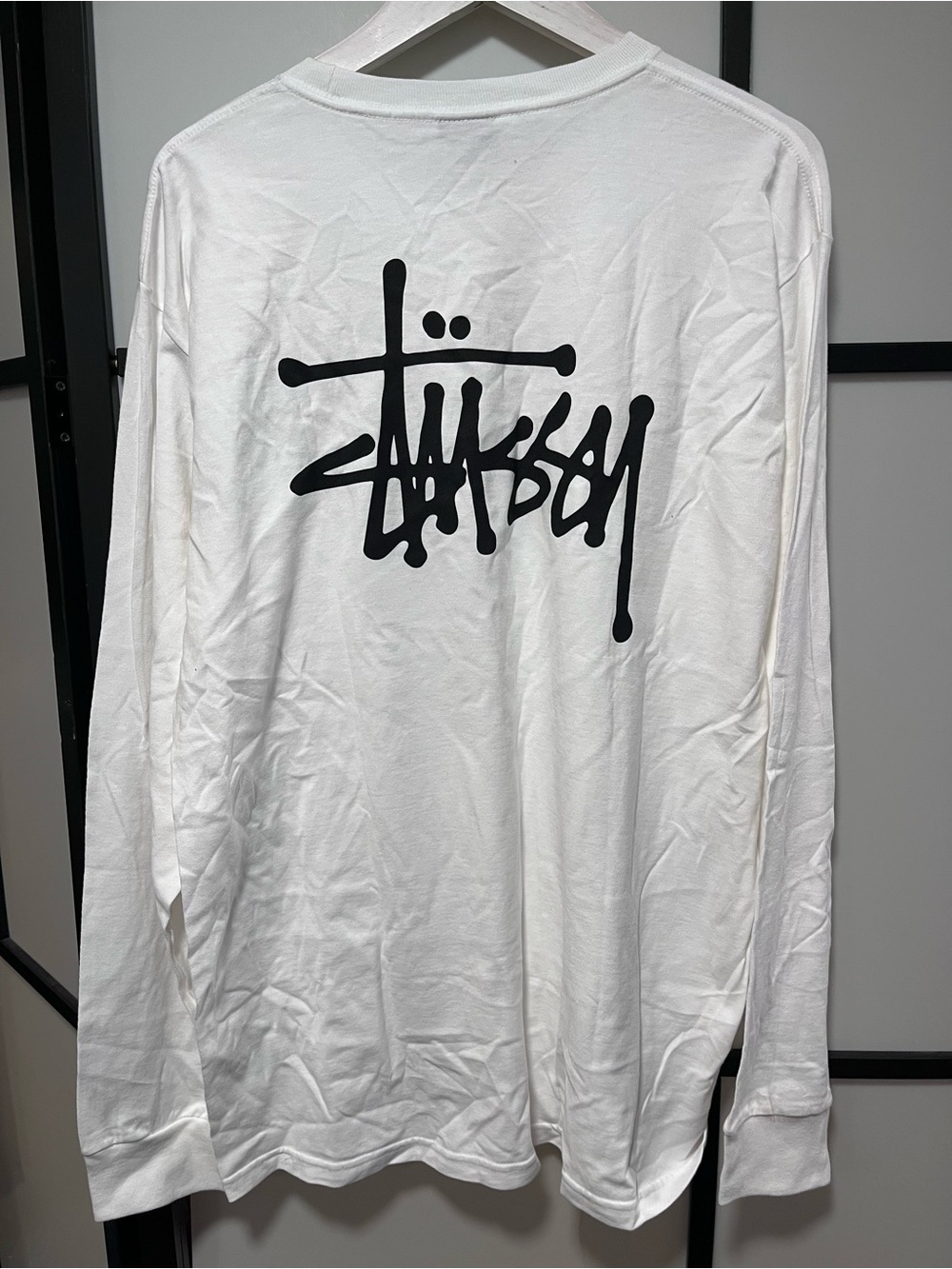 Stussy Basic Stock Logo White Long Sleeve T-Shirt Size L